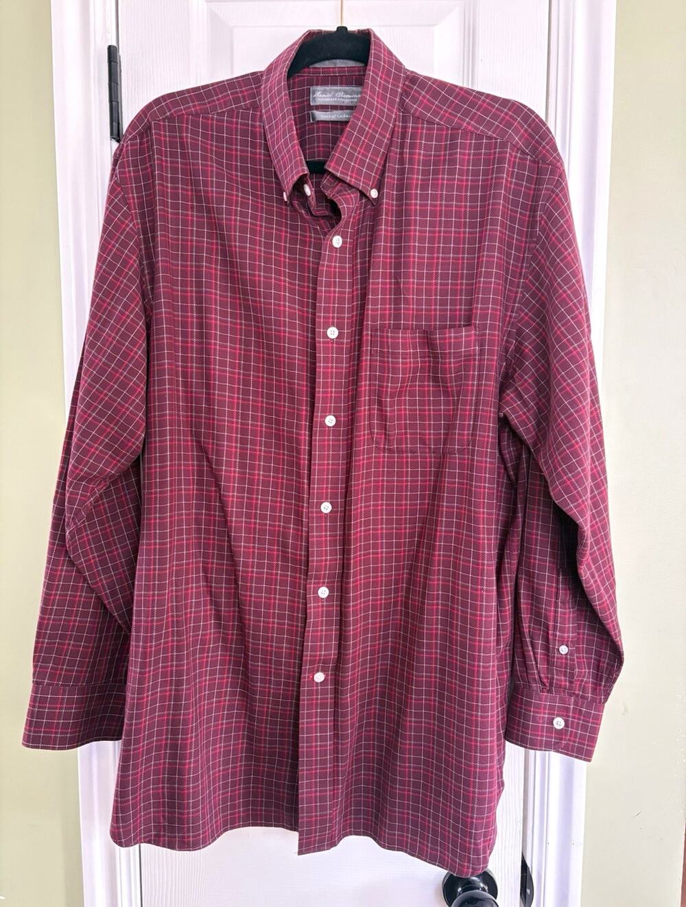 Daniel Cremieux Signature Edition Men’s L Burgundy Plaid Cotton Cashmere Blend